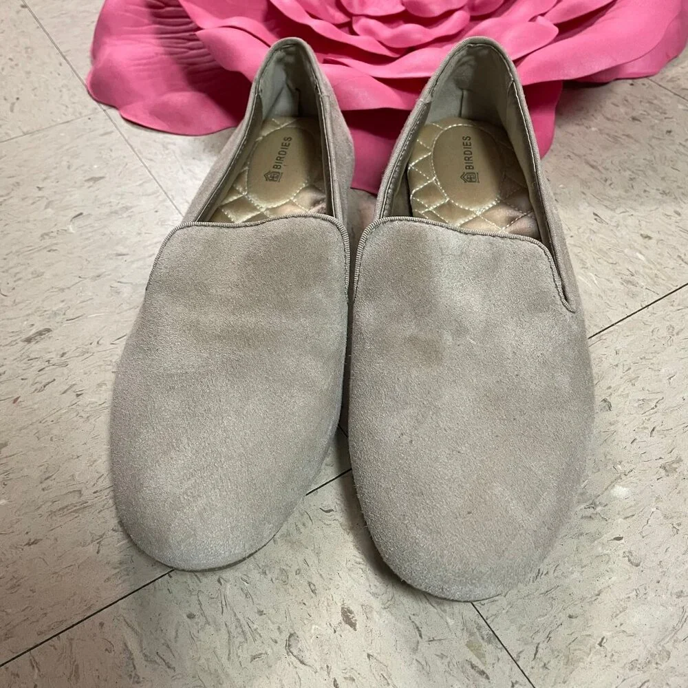 BIRDIES The Starling Loafer Taupe Tan Suede Flat Slip On‎ Shoes